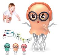 Jouets de Temps sur Le Ventre pour Enfants Méduses Rampantes Dansantes Nouveau Jouet Poulpe Dansant Électrique 2025 avec LED Et Musique Tentacule Intelligent Garçons Filles Fête d'anniversaire Yellow