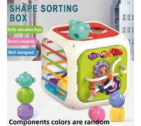 Jouets de tri de formes pour bébés 7 en 1, dispositif de tri de formes à tirer en carré, xylophone, hochet sensoriel, jouets Montessori, cube sensoriel, jouets de tri pour anniversaires d'enfants et c