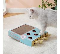 Jouets D'enrichissement pour Chat pour Chats D'intérieur, Whack A Mole Game Cat Puzzle Toy, Safe Fun Box Paws Scratcher, Interactive Box Catch Mice Game Cat Puzzle Toy For All Ages Exercise(Bleu)