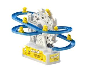 Jouets d'escalade pour petits canards | Jouet de piste de petit canard ďe dessin animé | Piste đe montagnes russes drôle avec 3 lumières LED d́e canards et bouton d̄e musique - Jouets d'escalier ď'