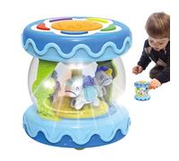 Jouets d'éveil lumineux musicaux, jouets d'apprentissage musicaux lumineux tambours - Carrousel Tambour d'apprentissage rampant rotatif pour tout-petit - Nouveauté Tambour d'activité sensorielle