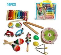 Jouets d'éveil Tambourin Instruments de Musique pour Bébés - TRESOR - 14pcs - Rouge - Mixte - 3 mois et plus