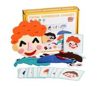 Jouets d'expression faciale en feutre pour enfants Jeu de développement | Émotionnel avec cartes flash - Activité d'apprentissage socio-émotionnelle - Pour bébés, enfants d'âge préscolaire, maison