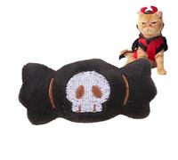 Jouets d'Halloween pour chat d'intérieur - Jouets mignons en peluche pour chat | Design globe oculaire et tête de mort en peluche douce pour chat d'intérieur pour chaton