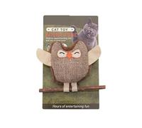 Jouets d'herbe à chat avec hibou à la mode, auto-amusement, plume d'herbe à chat, bâton pour grincer les dents, résistant aux dents et aux morsures, articles pour animaux de compagnie(Brown Owl,Note