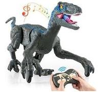 Jouets dinosaure télécommandé gris 2. 4g rc raptor vélociraptor marche électrique pour garçon