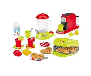 Jouets Ecoiffier - 2524 - Coffret Petit électroménager Complet : blender, machine à café, gaufrier, accessoires - Jeu d'imitation- Dès 18 Mois - Fabriqué en France