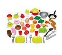 Jouets Ecoiffier - 2657 - Boite alimentation : 50 pièces dont des aliments et ustensiles de cuisine - Jeu d'imitation - Dès 18 mois - Fabriqué en France, Multicouleur