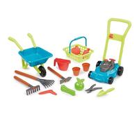 Jouets Ecoiffier - 4585 - Super pack jardin 3 en 1 : tondeuse,brouette garnie,panier et accessoires de jardinage- Outillage de jardin pour enfants - Jeu de Plein air - Dès 18 mois - Fabriqué en France