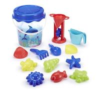 Ecoiffier Jeu de plage 513 - Seau transparent décor dauphin avec accessoires et moules à sable