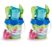 Jouets Ecoiffier - 680 - Seau Garni décor Flamant Rose 17 cm - Jeu de Plage pour Enfants - Dès 18 Mois - Fabriqué en France (Lot de 2)