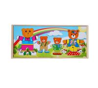 Jouets Éducatifs En Bois Pour Bébés, Puzzle Ours Changement De Vêtements Pour Enfants
