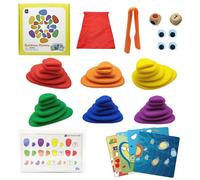 Jouets Éducatifs Montessori Arc-En-Ciel Pour Enfants, Galets En Plastique Transparent Avec Dés, Jeu D'Empilage Pour Enfants, Cadeaux