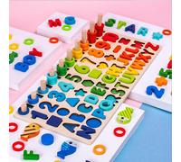 Jouets Éducatifs Montessori En Bois Pour Enfants, Planche De Maths, Pêche, Jouet Préscolaire, Géométrie De Comptage