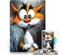 Jouets éducatifs Peinture à l'huile de Chat drôle Puzzles de 1000 pièces pour Adultes 38x52cm Offrir en Cadeau à Toute la Famille Convient aux Personnes de Plus de 14 Ans