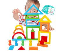 Jouets empilables Arc-en- en Bois, Blocs de Construction Arc-en- en Bois - Jouet de Casse-tête d'intelligence - Blocs de Construction de Forme géométrique pour, Jouets sensoriels STEM,