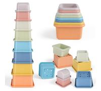 Jouets Empilables pour Bébé, 8 Gobelet Empilable pour Enfant, Jeux Montessori 1 an, Jouets d'éducation Précoce, Jouets de Bain Jouet Cubes empilables, Cadeaux pour Garçons et Filles de 6-12 Mois