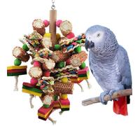 Jouets en Blocs de Bois Multicolores Naturels pour Perroquets Gris d'Afrique et Amazones .