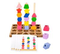 Jouets En Bois À Empiler | Blocs À Lacer Éducatifs | Jouet en Bois de Tri et Empilage de Perles de Formes,Pour À Partir De 3 Ans Maison Famille École Voyage Activités