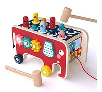 Jouets en Bois à Marteau avec 2 marteaux, Banc de Frappe Multifonctionnel en Forme d'éléphant, Jeu de Maze Montessori