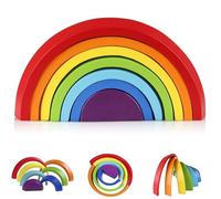 Jouets en bois arc-en-ciel,7 pièces de jouets empilables arc-en-ciel Jouets pour garçons et filles,Tri, empilable et branchement