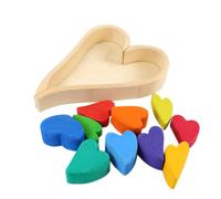 Jouets En Bois Arc-En-Ciel Pour Enfants, Bloc D'Empilage Plateau En Bois, Blocs De Construction Éducatifs En Forme D'Amour Pour Bébés, Cadeau Pour Enfants