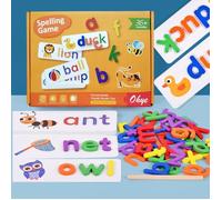 Jouets en bois éducatifs pour enfants, puzzle en bois bébés, jeux Montessori avec 28 cartes d'apprentissage de l'alphabet anglais