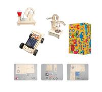 Jouets en Bois éducatifs STEM - Kits de Construction à Assembler pour Enfants dès 6 Ans, Voiture Solaire, Générateur à Manivelle et Pompe à Eau Manuelle, Modèle DIY avec Moteur