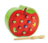 Jouets En Bois En Forme De Fruit Pour Enfants, Jeux Attrapeurs De Vers Avec Bâton Magnétique, Blocs De Créatures Éducatifs Interactifs Montessori