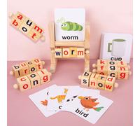 Jouets En Bois Montessori, Blocs De Lecture Alphabet Rotatif, Apprentissage Des Mots, Support De Mémoire, Puzzle De Lettres Rotatif, Cadeau D'anniversaire Pour Enfants