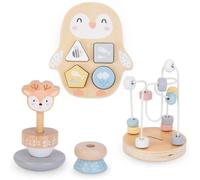 Jouets en bois - Noname - Entrelacs colorés, pyramide Deer, trieur Penguin - 3 pièces - Mixte - 24 mois+