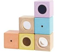 Plan Toys Jouet en bois – 6 blocs hochets sensoriels pastel