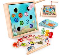 Jouets en bois pour enfants, jeu de pêche en plein air, poisson 3d, éducatif, amusant, cadeaux pour garçons et filles