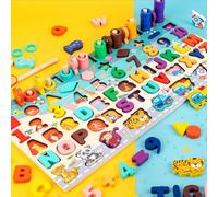 Jouets En Bois Pour Enfants, Lettres D'Animaux De Pêche Magnétique, Forme Numérique, Puzzle De Cognition, Maths, Cadeaux Éducatifs Précoces