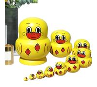 Jouets en bois pour poupées de nidification, poupées de Noël pour nidification, poupées colorées du canard de la bande dessinée, 10 jouets amusants en bois pour nidification, jouets éducatifs