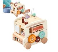 Jouets en bus éducatif - 8.27x4.72x6,69 pouce 5-en-1 Activité d'apprentissage Bus pour tri de forme, reconnaissance des couleurs, blocs de construction, développement préscolaire, jouets d'éducation p