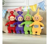 Jouets en Peluche 25 Cm Teletubbies Bébé Poupée Dessin Animé Film Jouets en Peluche Canapé Sac À Dos Décoration de la Maison Anniversaire Cadeau de Noël pour Enfants 4 Pièces