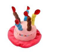 Jouets en peluche for chiens, accessoires for chiens qui couinent, jouet for animaux de compagnie, doux, à presser, dents à mâcher, résistant aux morsures, glace, frites, burger(Birthday Cake Hat)