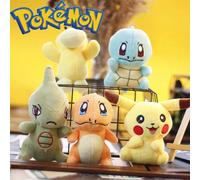 Jouets en peluche Pokémon Pikachu, Squirtle, porte-clés, accessoires de sac, cadeau d'anniversaire Carapuce bleu 12 cm,Monstre à cornes vertes 12 cm,jaune 12 cm,Dragon de feu brun-rouge 12 cm,Pikachu