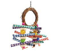 Jouets en rotin et Bambou pour perroquets, à mâcher en Toute sécurité, à Suspendre, adaptés aux Petits Oiseaux, calopsittes