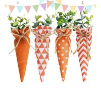 Jouets farcis de carotte de Pâques, carotte en tissu artificiel - 4x décoration de légumes de vacances faux | Remplissage de pot de carotte farci décorations de ferme rustique pour bateaux