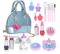 Jouets Fille 4-12 Ans Maquillage Enfant, Kit de Maquillage Lavable et Sac à Main, Cadeau Princesse Jeux, 4 5 6 7 8 Ans Fille Anniversaire Cadeau