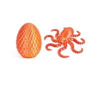 Jouets Imprimante 3D Animaux Articulés Pieuvre avec Œuf pour Décoration Bureau Maison Cadeaux Fantaisie Surprise Aménagement Aquarium-Laser Red Gold
