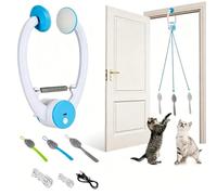 Jouets interactifs intelligents pour chats d'intérieur - Rechargeable par USB - Suspension automatique rétractable - Jouet électronique pour la chasse et l'exercice avec 3 souris de rechange