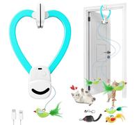 Jouets interactifs pour chats d'intérieur avec plumes d'oiseau volant électriques automatiques - Meilleur chaton et adulte - Jouet électrique à suspendre pour chats ennuyés (6 jouets) - Bleu