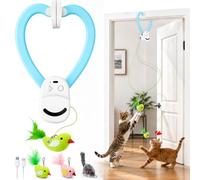 Jouets interactifs pour chats d'intérieur : baguette automatique en plumes d'oiseau volant, stimulation, enrichissement de l'exercice, rechargeable par USB, jouet durable et sûr à suspendre pour