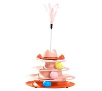 Jouets interactifs pour chats d'intérieur, jouet interactif à 3 niveaux avec boules de remorquage, jouet baguette et plateau tournant