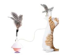 Jouets interactifs pour chats d'intérieur, jouets interactifs pour chats, Jouets rétractables en plumes de chaton, Jouet interactif pour chat à ventouse au sol pour chat d'intérieur, jouet à plumes re