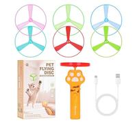 Jouets interactifs pour chats - Jouets à rapporter pour chats | Hélice volante rechargeable | Lanceur d'enrichissement avec 6 disques pour l'interaction, l'exercice, l'entraînement, la chasse, la pour