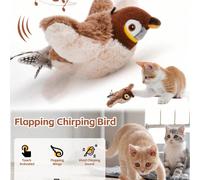 Jouets interactifs pour chats Oiseau battant des ailes qui pépit USB rechargeable (sans vol) Jouet d'oiseau volant d'intérieur pour chat Fournitures pour animaux de compagnie Jouets de simulation d'oi